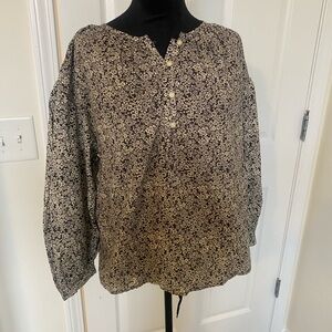 Universal Thread Black and Cream Floral Blouse